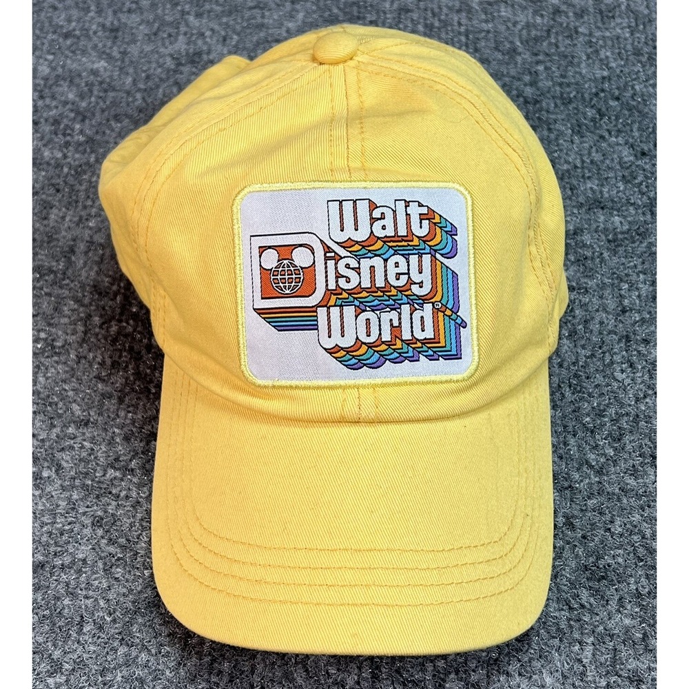 Disney Parks Hat Cap Adult Adjustable Yellow Walt Disney World Retro Logo WDW